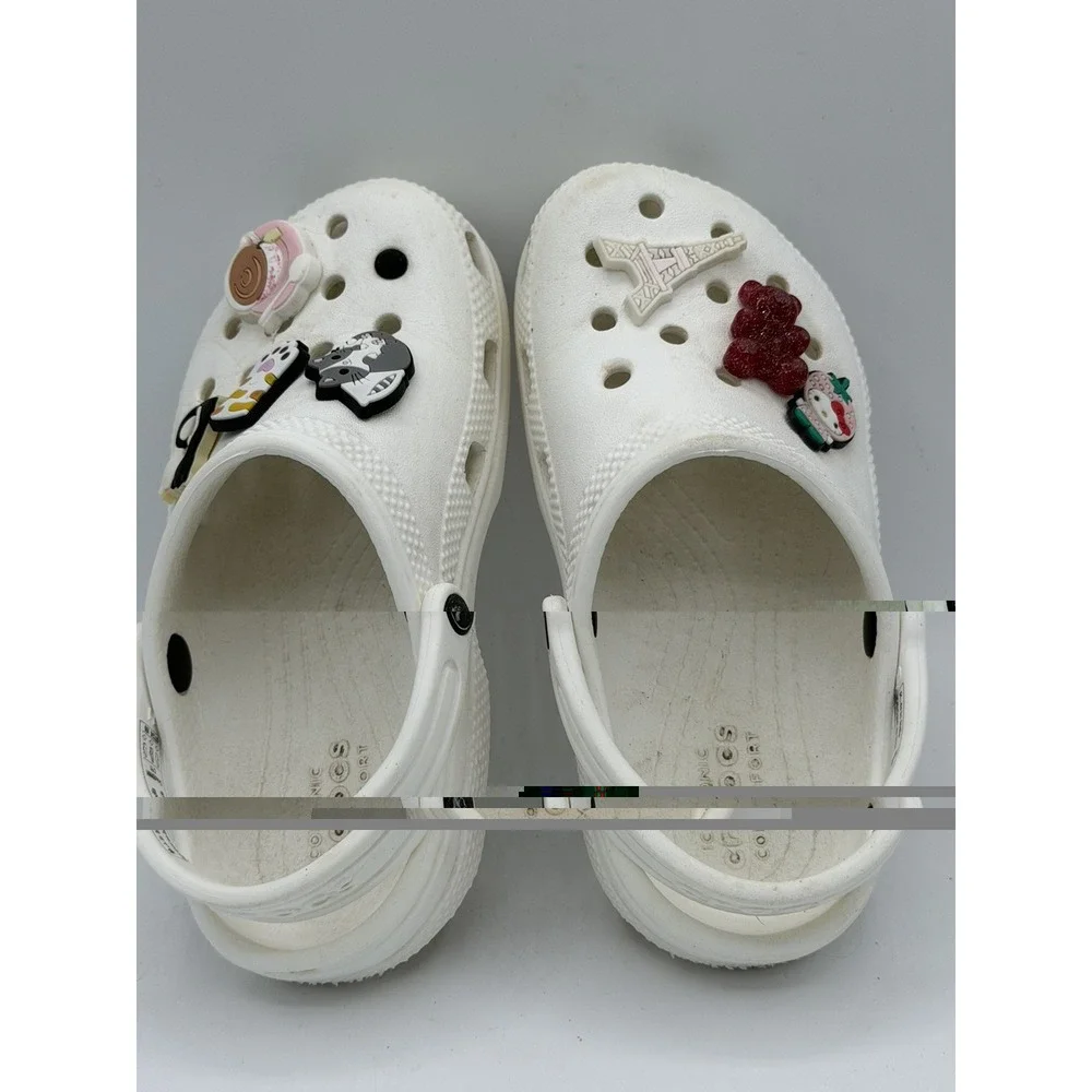 Crocs Kids' Classic White Clogs With Jibbitz Charms Size C11